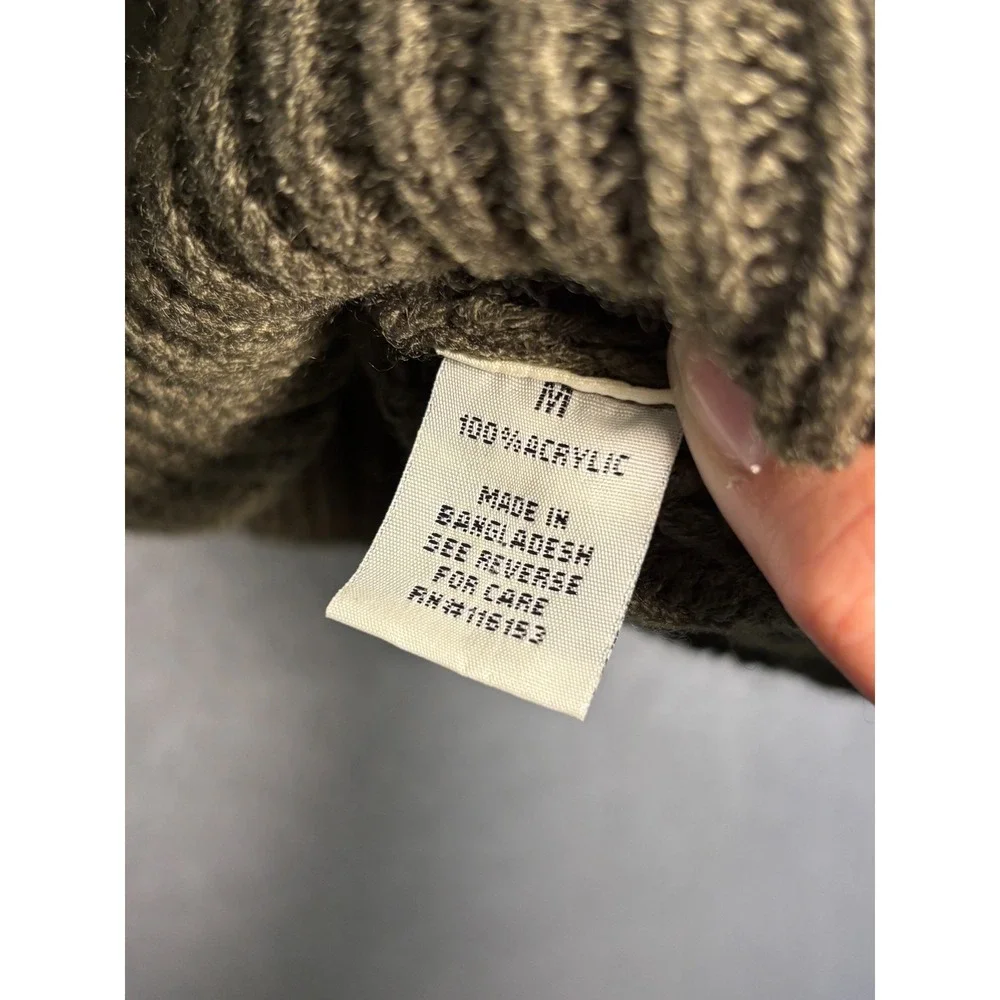 Poof Waffle Knit Sweater M Olive Mock Neck Chunky Cottagecore Cozy Pullover